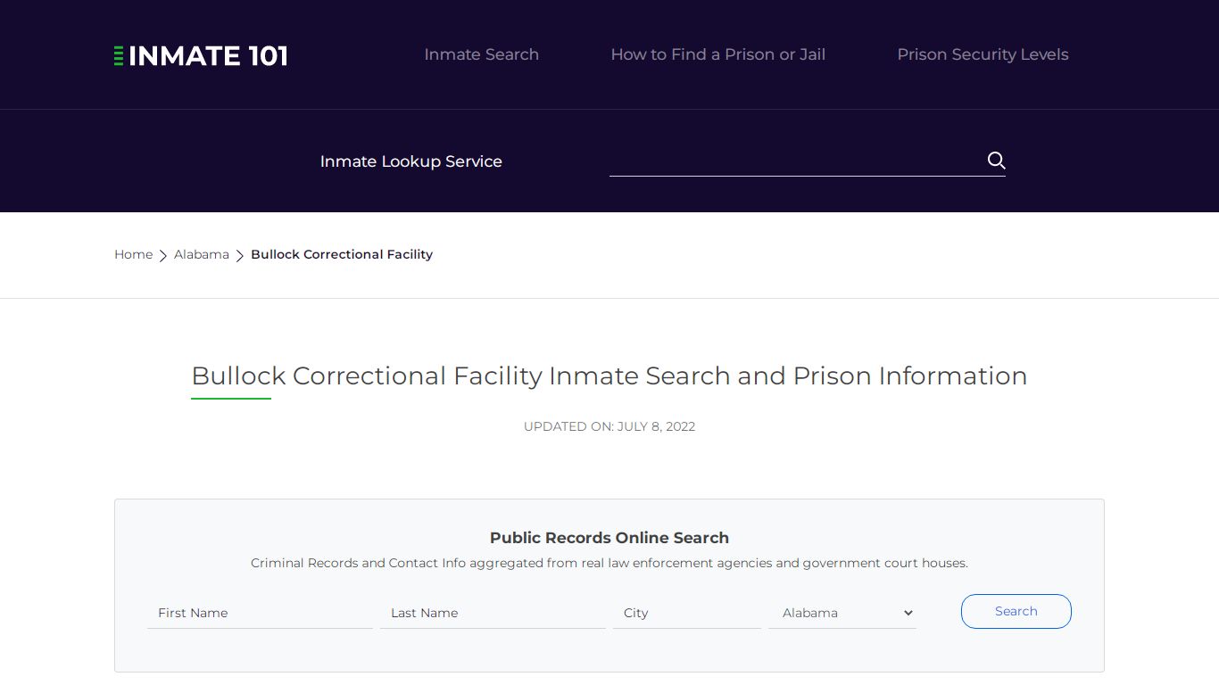 Bullock Correctional Facility Inmate Search, Visitation, Phone no ...