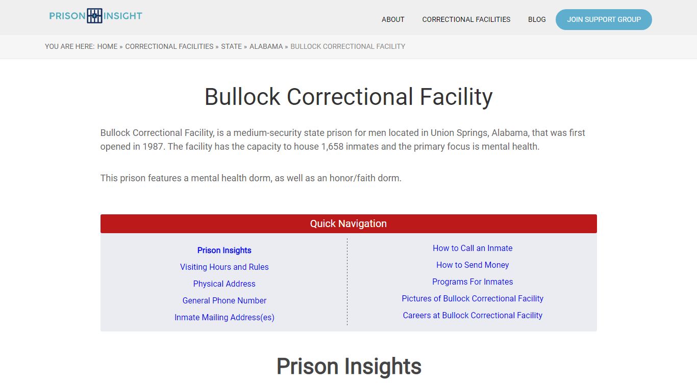 Bullock Correctional Facility - Prison Insight