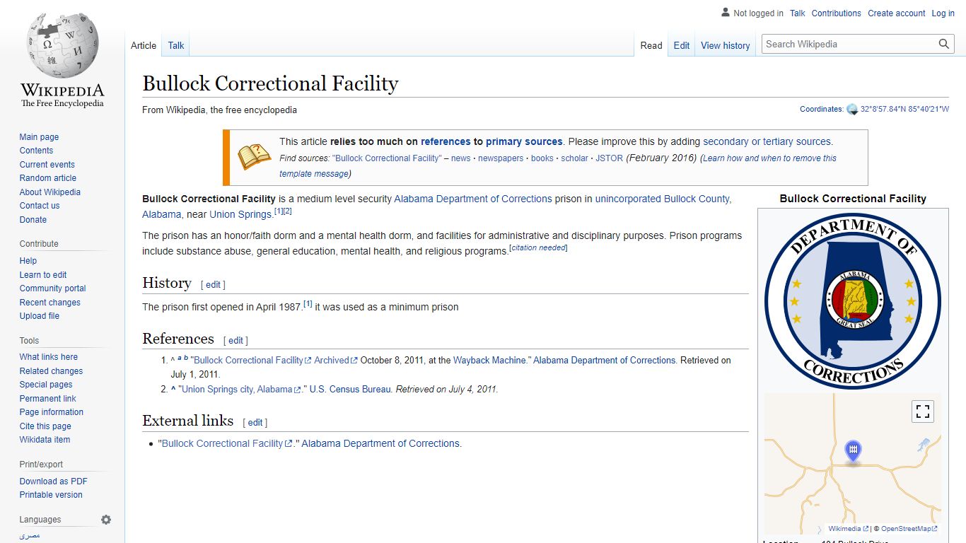 Bullock Correctional Facility - Wikipedia